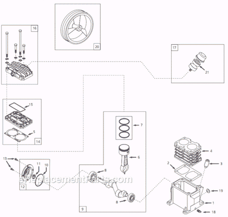 Page A Diagram and Parts List for VT470000AV 2008 Campbell Hausfeld Compressor